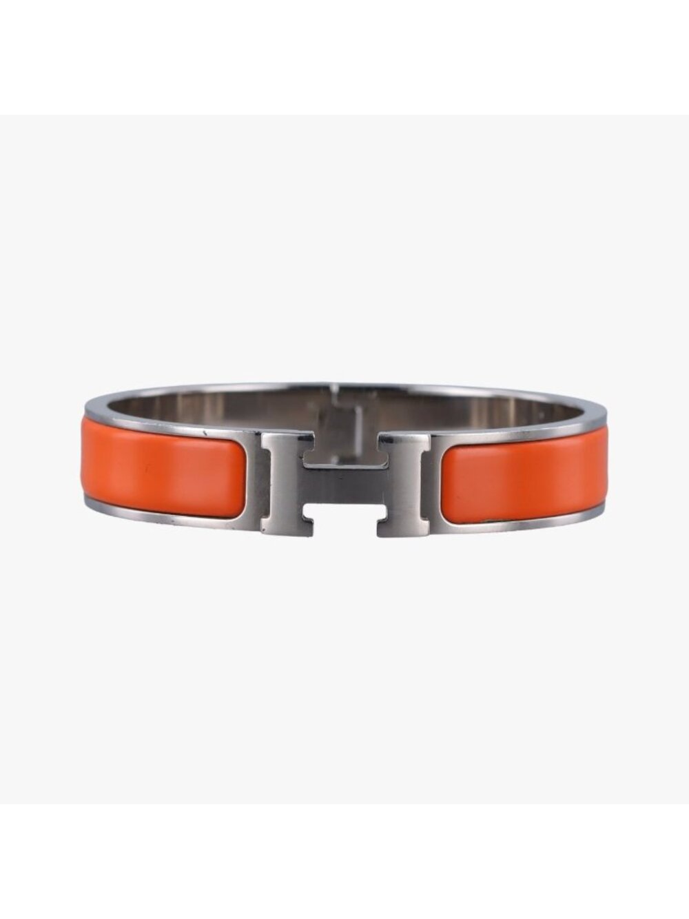 Hermes Clic Clac Orange Silver Bracelet